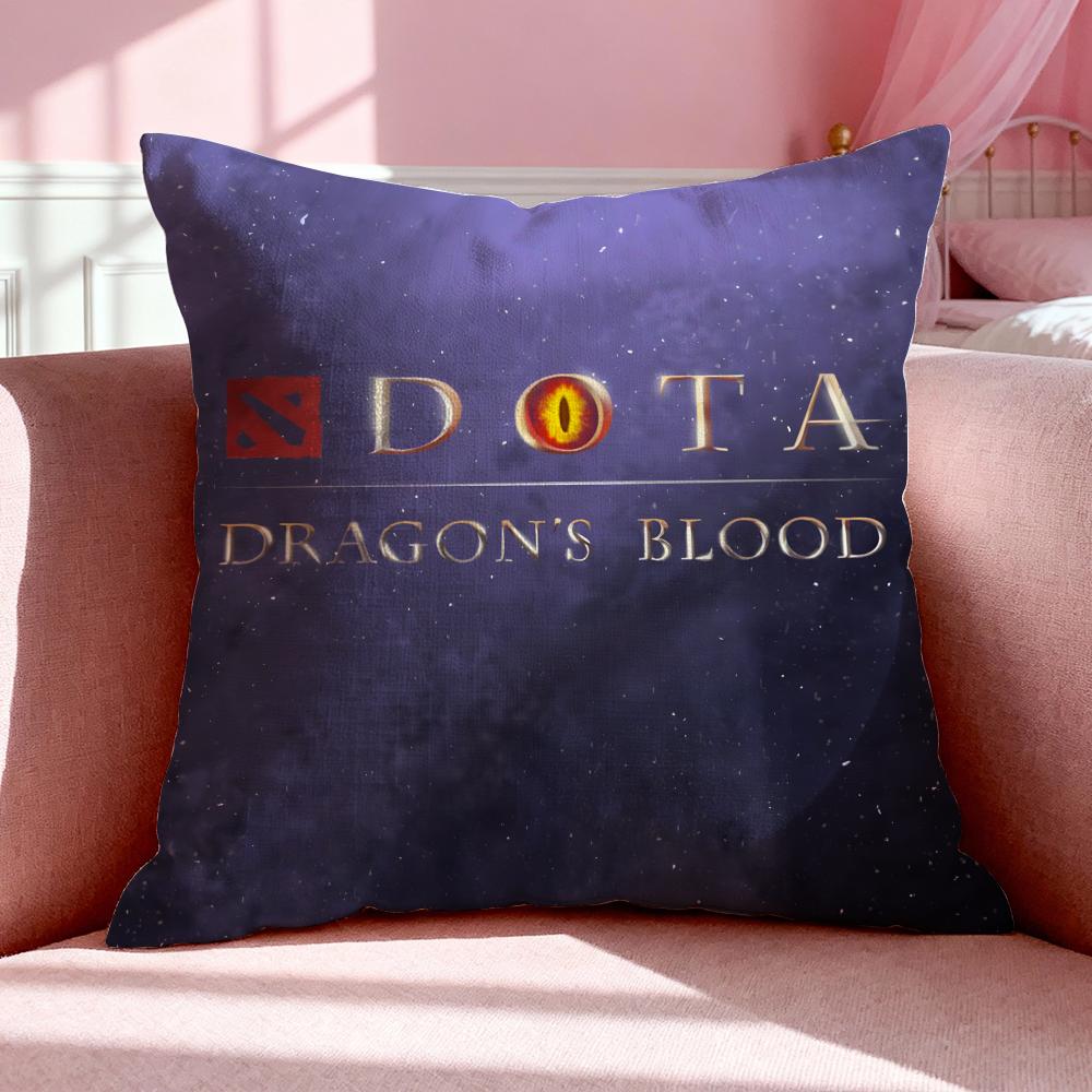 Anime D-Dota: Dragon'S Blood Cushion Cover Breathable Linen Pillowcase Summer Odorless Eco-Friendly Invisible Zipper Washable
