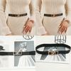 Fashion Women's Elastic Waist Belt Metal Buckle Decorative Dress Suit Waist Seal Autumn And Winter Black Stock
