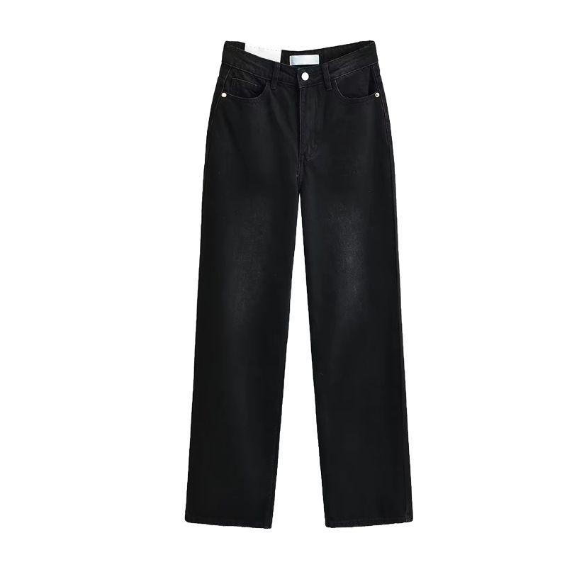 And Winter New Arrival European and American Beauty Bloggers Ins Style Easiest for Match High Waist Wide Leg Pants Loose Straight-leg Mop Denim Female