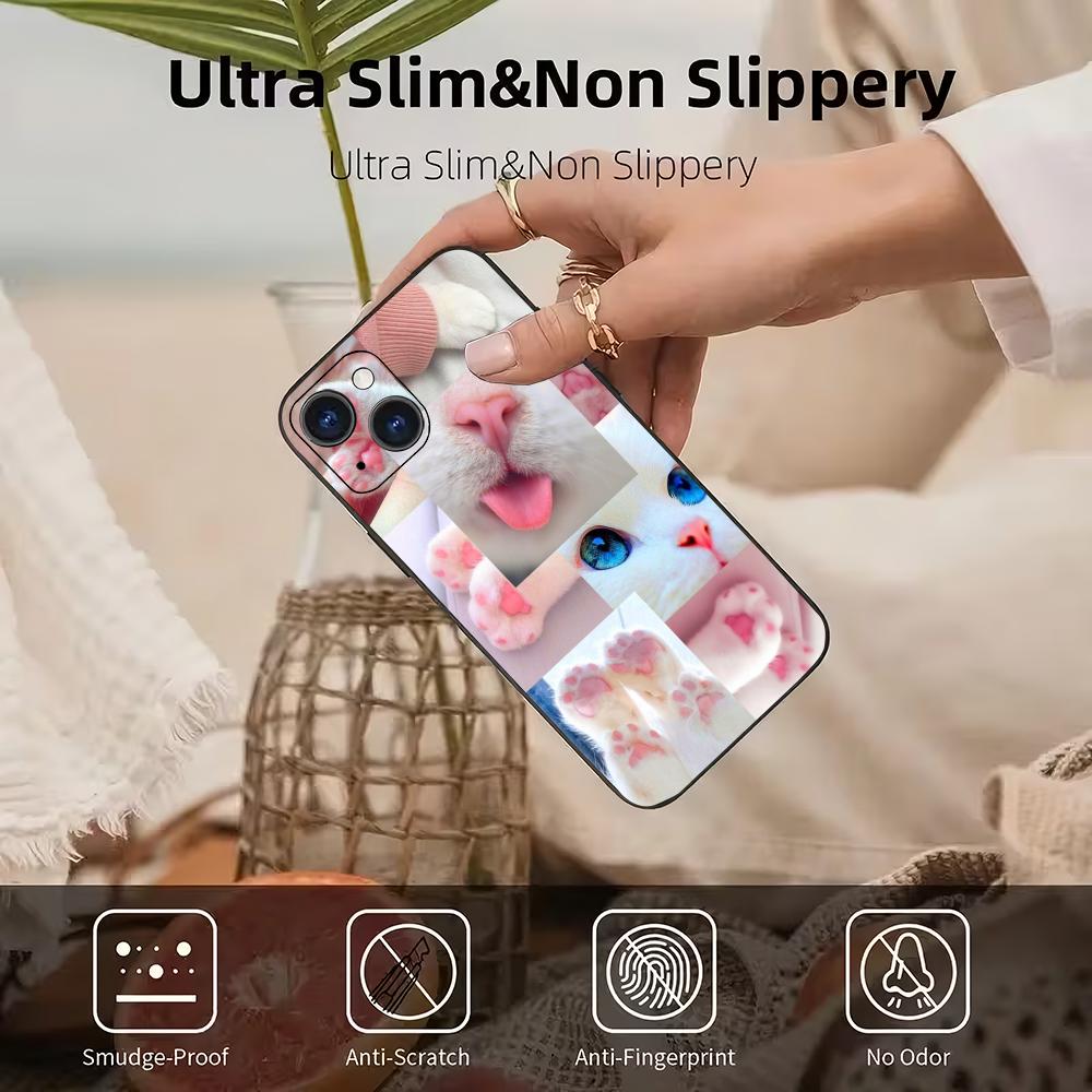Cute cat pattern soft phone case suitable for iPhone 17 16 15 14 13 12 11 Pro/Max/Plus anti drop and shockproof back cover