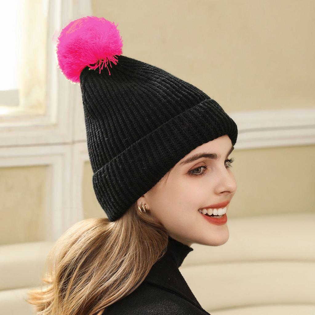 Autumn and Winter New Outdoor Windproof and Warm Ear Protection Pullover Hat Hairball Versatile Casual Fashion Cold Hat