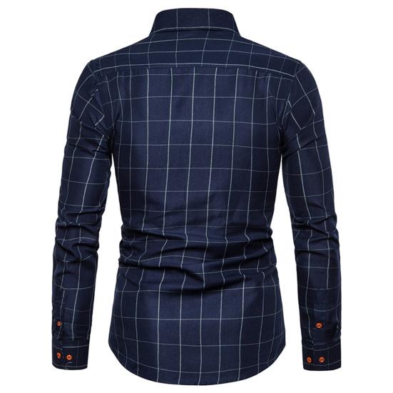 Men Shirt Plaid Print Long Sleeve Button Formal Single-breasted Warm Business Plus Size Autumn Top Male Clothes