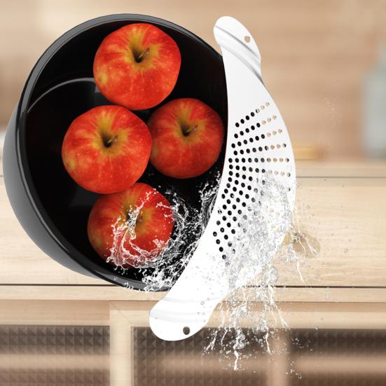 Practical Stainless Steel Strainer Half-moon Design Easy To Use Space-Saving Convenient Handle Drainer