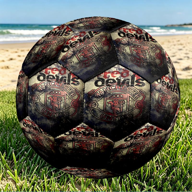 Manchester United F.C Print Size 5 Soccer Ball, PU Wear Resistant Football for Match Training and Daily Practice, Birthday Gift for Soccer Fans