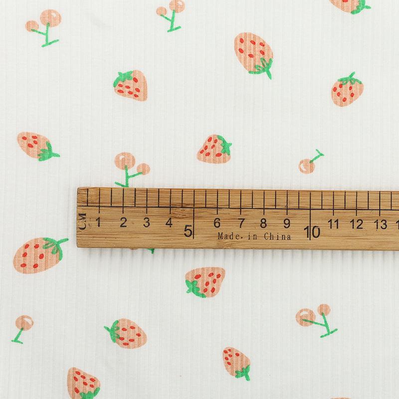 145x50cm Small Cherry Ribbed Knitted Pure Cotton Jacquard Fabric For Children's Clothing, T-shirts, Handmade DIY Sewing Fabrics