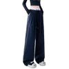 Petite 150cm American Color Block Plaid Wide-Leg Thin Summer Trousers - Women's Straight-Leg Sporty Casual Pants