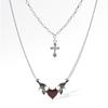 Trendsetting Geometric Heart And Wing Necklace Unique Alloy Jewelry For Women