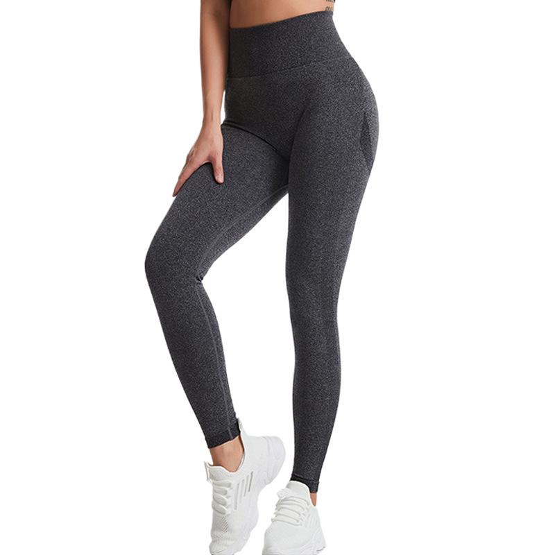 

Бесшовные леггинсы для йоги с высокой талией длиной до щиколотки для подтяжки бедер и фитнеса Small черный серый