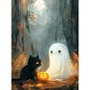 Spooky Halloween Town Folk Magical Forest Ghost Pumpkin Illustration Poster Canvas Painting Wall Pictures Holiday Home Decor
