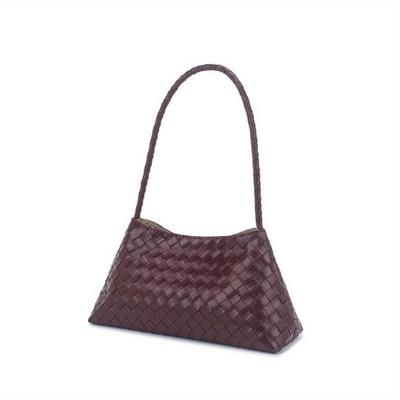 Französische PU-Leder-Webtasche, Damen-Schultertasche, Unterarmtasche, Retro-vegetabil gegerbte Ledertasche, Damen-Muttertasche, Damen-