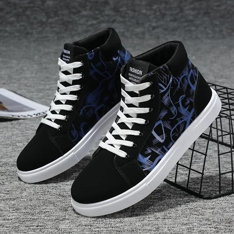 Men'S Sneakers Fashion High Top Canvas Shoes Autumn New Casual Shoes For Men Lace Up Platform Vulcanized Shoes Big Size48