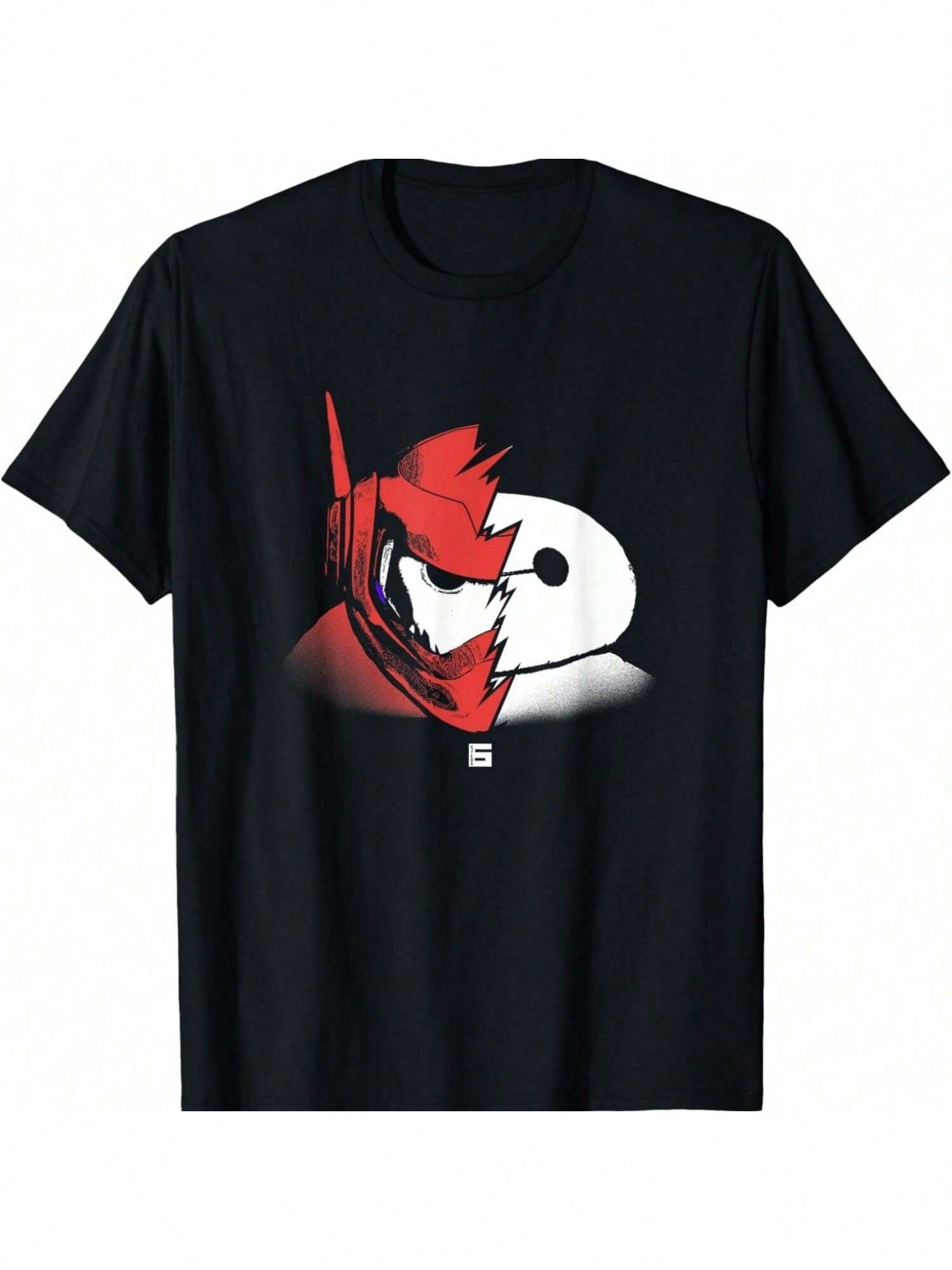 Big Hero 6 Baymax Split Face Epic Shot Distressed T-Shirt S разноцветный