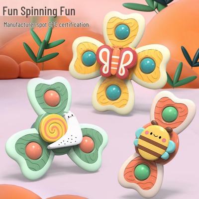 Baby Cartoon Flower Teething Toy: Soothing Finger Spinner with Suction Cup