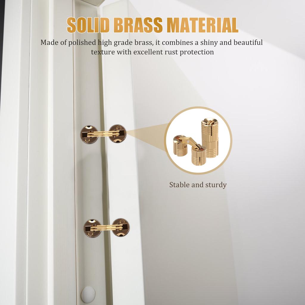 10/8 Stück Versteckte Messing-Zylinderbänder 8/10mm Öffnungswinkel 180 Grad Verdeckte Möbelbänder für DIY Schmuckschatulle Handarbeit