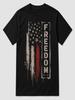 Black 100% Cotton T-Shirt Size S-XXXL, Vintage Distressed American Flag Freedom Print, Patriotic Lover Casual Home Outdoor Wear Independence Day Gift