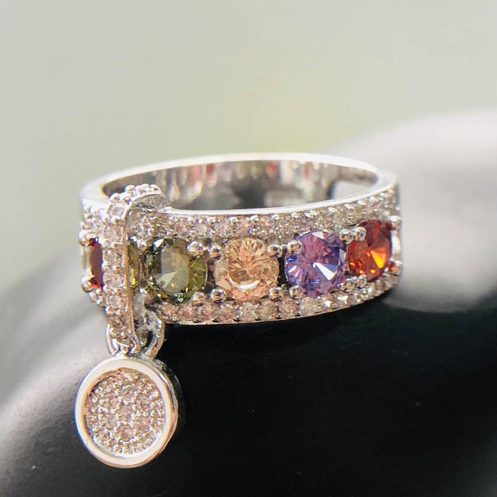 Colorful Zircon Vintage Black Gold Filled Wedding Rings For Women Fashion Jewelry Luxury White Zircon Engagement Ring