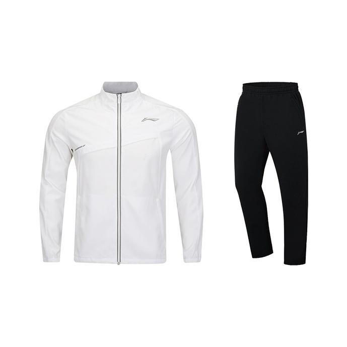 

Li-Ning Минималистичный Универсальный Стильный Жакет на молнии со стойкой Прямые Удобные Спортивные брюки Повседневный Спортивный костюм Костюм унисекс AYYV003-2+AKLT243-1 XL