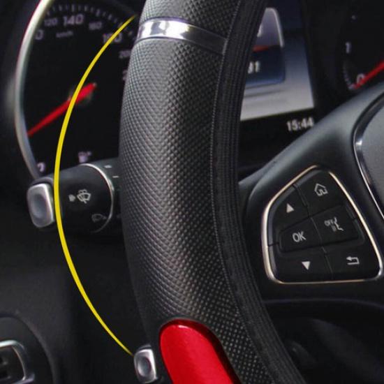 1x PU Leather Car Steering Wheel Cover Anti Slip Protector Accessories 15''/38cm