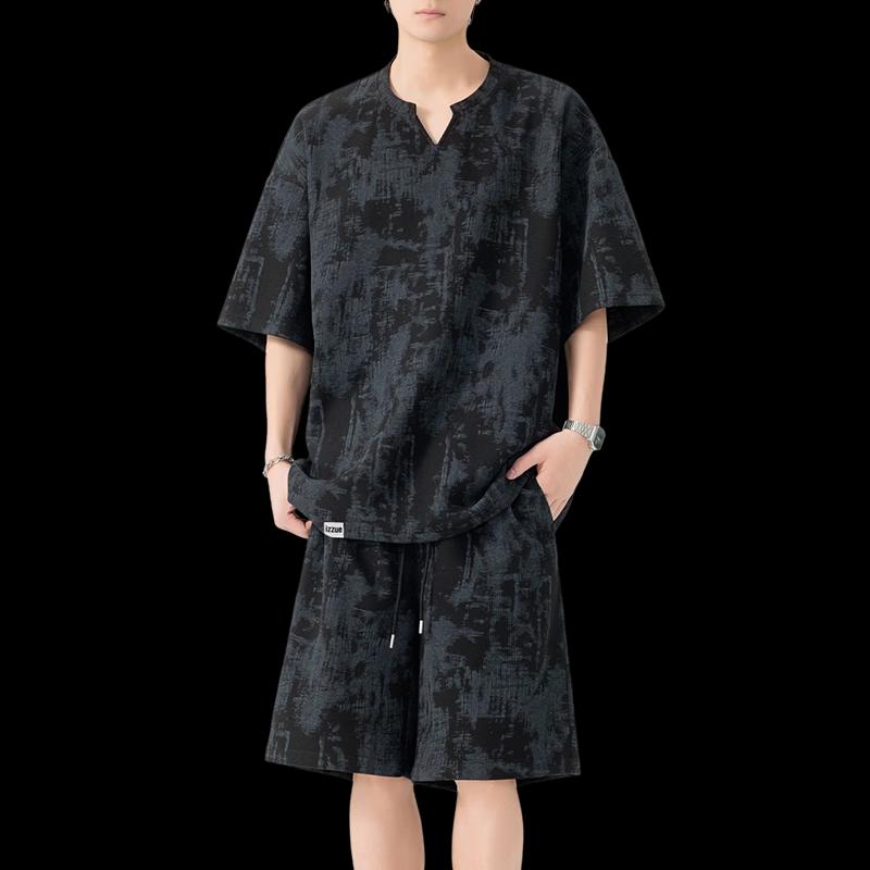 Izzueit Men's Tie-Dye T-Shirt & Shorts Two-Piece Set