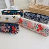 Flower Embroidered Pencil Case Print Cloth Stationery Bag Fashion Pencil Pouch  Stationery Storage