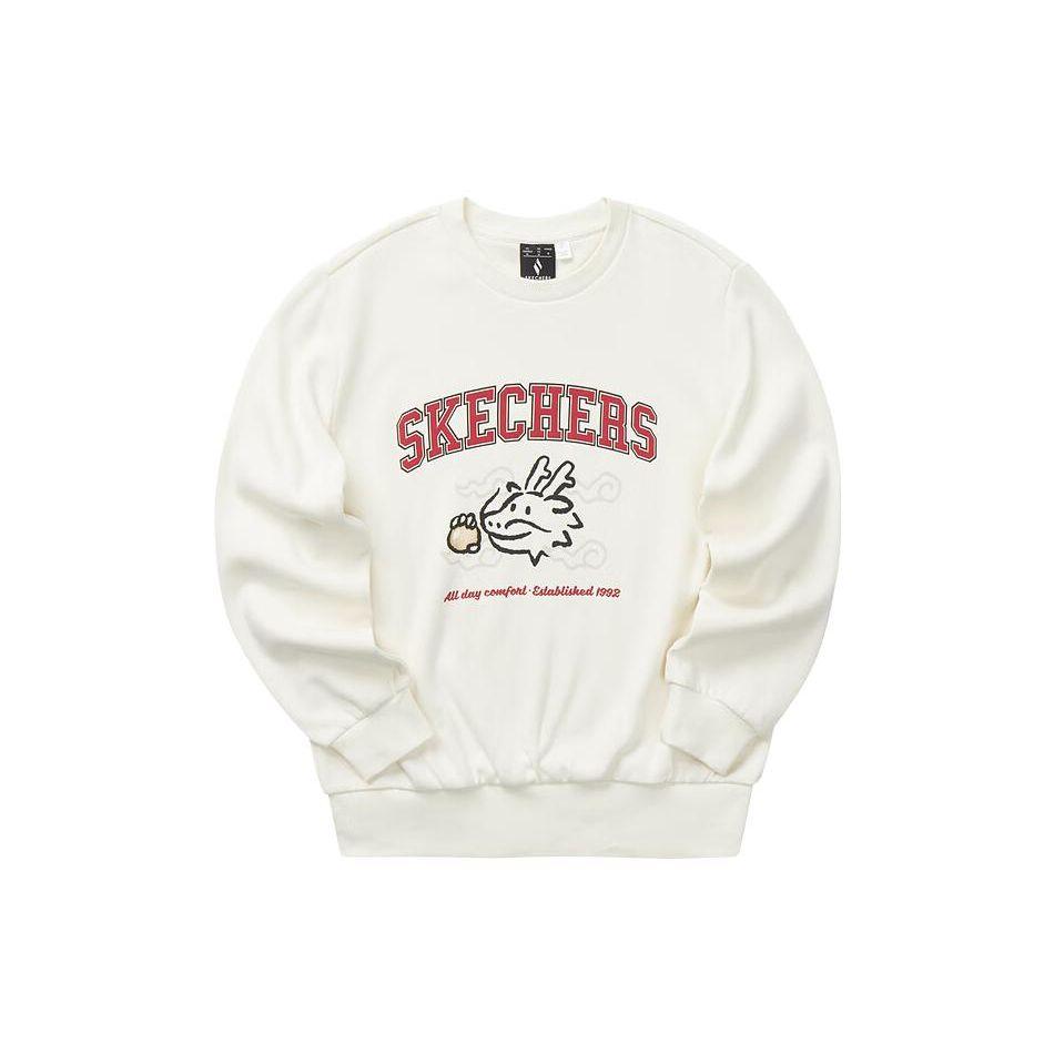 Skechers Year Of The Dragon New Year Series Letter Logo Printed Round Neck Pullover Casual Sports Knit Sweatshirt Women sweatshirt L124W005-00NA L