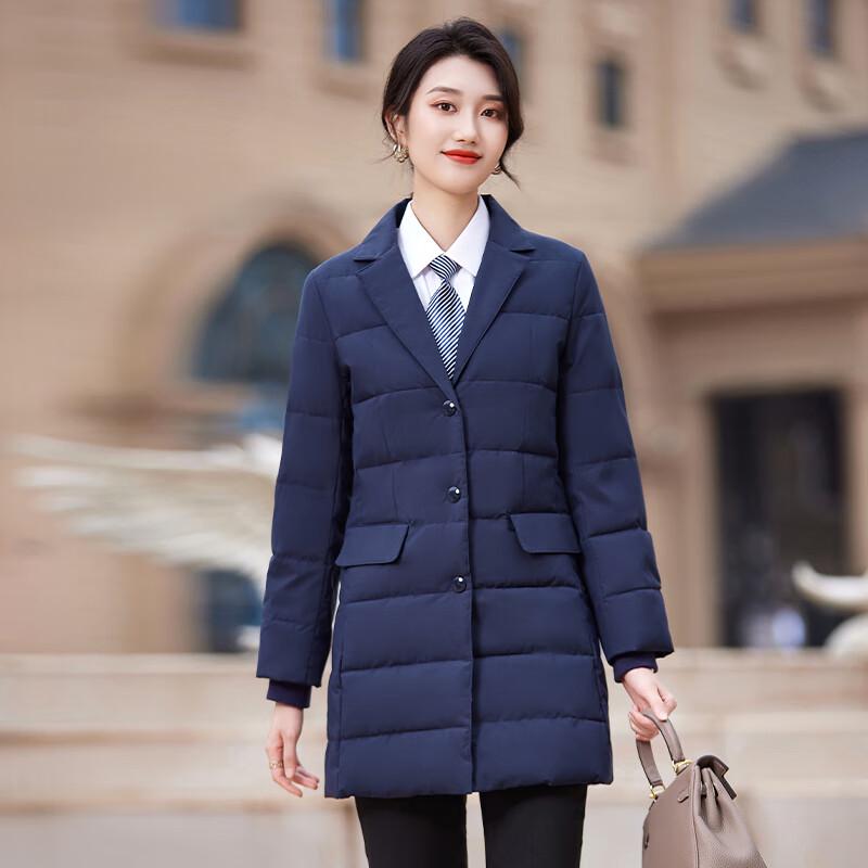 

Женская зимняя куртка средней длины с лацканами и утеплителем S