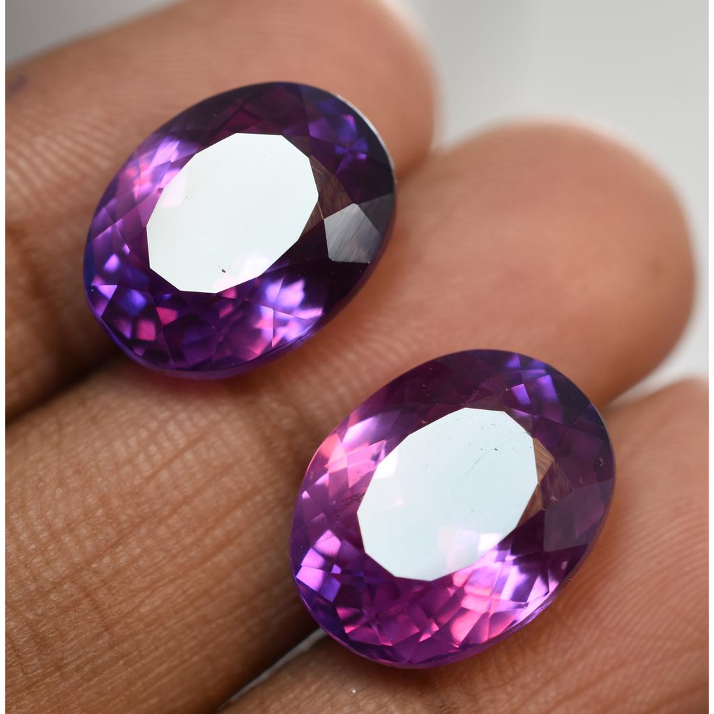 Natural Purple Tanzanite Loose Gemstone 18.10 Ct Oval Shape Pair for Jewelry Making and Crafts