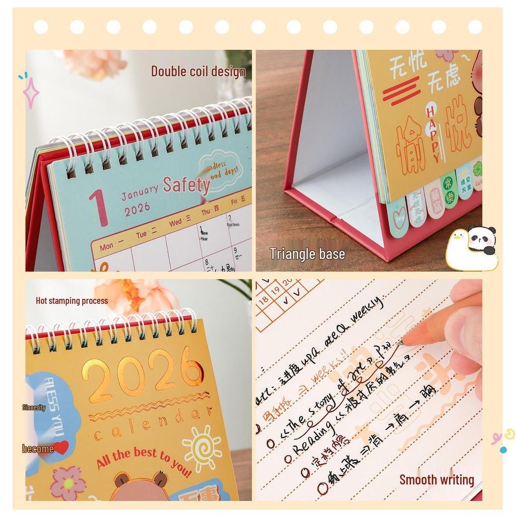 2026 Cartoon Desk Calendar: Cute Creative Desk Ornament with Index for Self-Discipline Check-in - Enterprise Special Edition