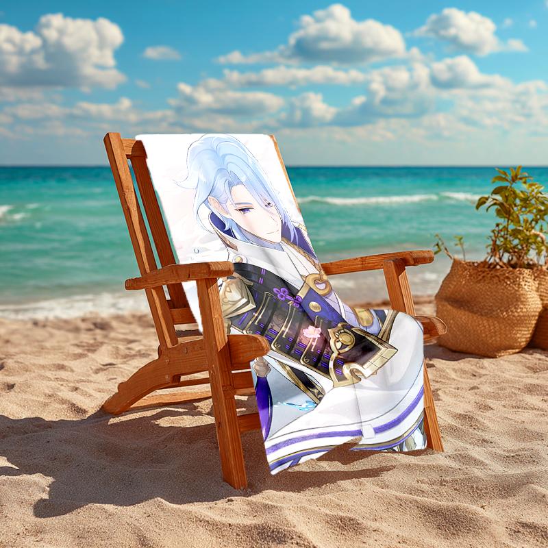1pc Genshin Impact1 Beach Towel, Comfortable and Thick, and Swimming/Bath/Picnic/Camping Towel, Suitable for Seaside Beaches