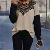 Women's Loose And Comfortable Lace Patchwork Hollow Loose Long Sleeved Top