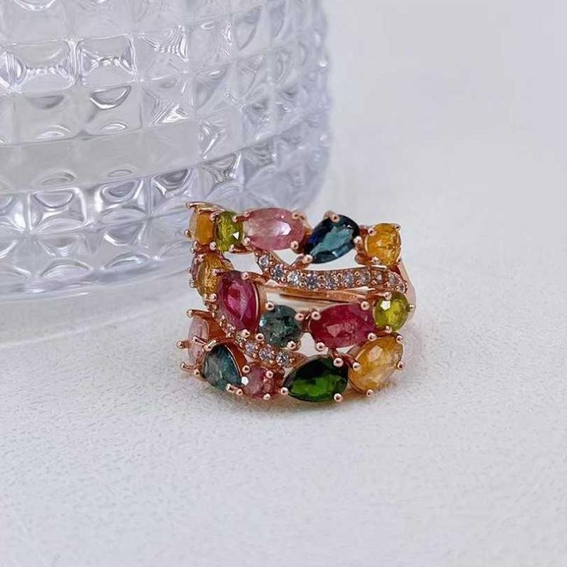 Sace Gems 925 Sterling Silver 4*6MM Natural Tourmaline Gemstone Rings for Women Engagement Cocktail Party Fine Jewelry Gift