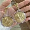 Year of the Horse Gold Zodiac Coin Keychain Souvenir - Commemorative Medal Pendant Gift