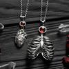 Detailed Metal Gothic Necklace With Heart Charm Perfect For Dark Aesthetic Wardrobe