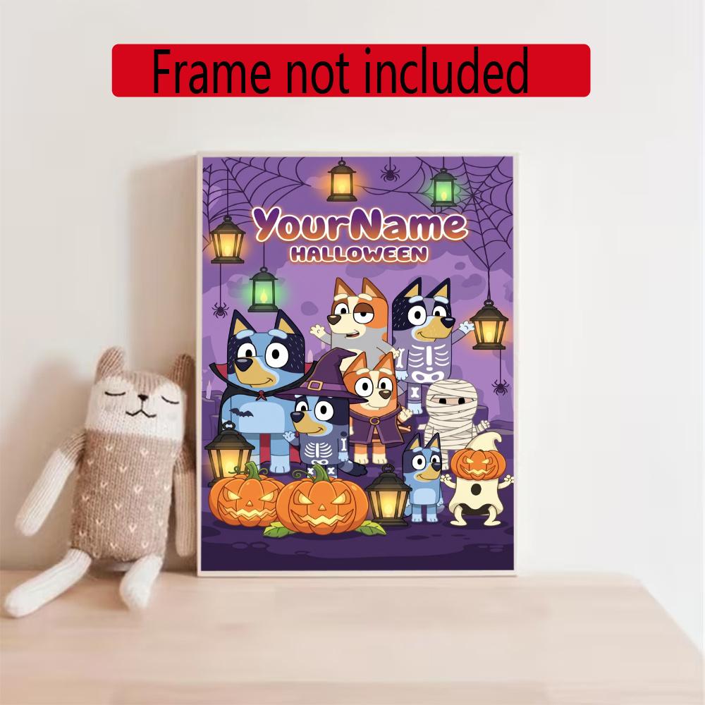 Bluey Customize Your Name Diamond Painting Round Diamond Diy Frameless Holiday Artwork Suitable For Home Office Wall Decoration
