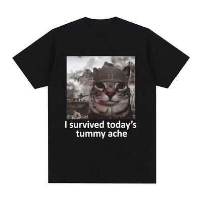 Katze mit Krone dominiert das Universum Muster Kurzärmeliges Modisches Hip-Hop T-Shirt Reine Baumwolle Damen Freizeit-Top 90076