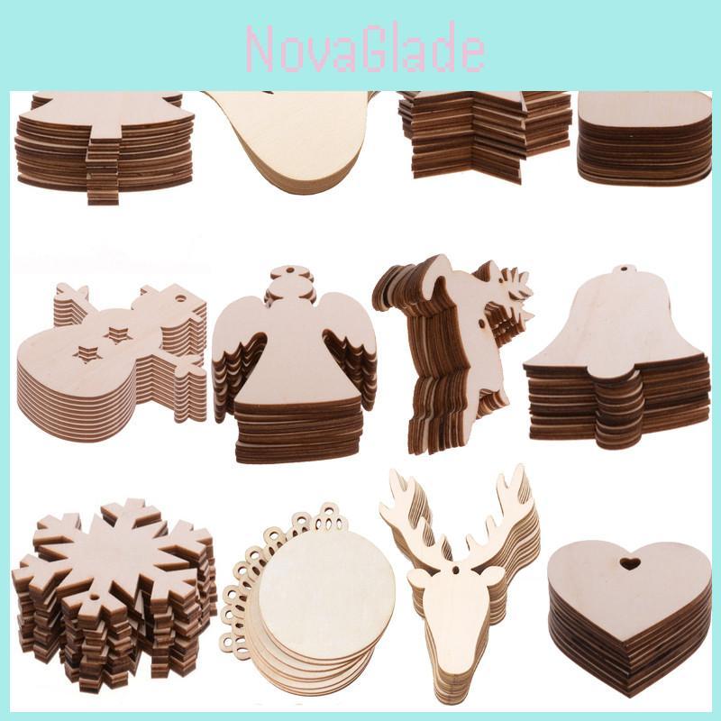Set mit 10 bezaubernden hölzernen Weihnachtsbaum-Hängeornamenten, Bastelgeschenk-Anhängern