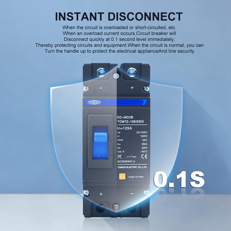 2025 New TOMZN 2P DC 1000V Solar Molded Case Circuit Breaker MCCB Overload Protection Switch Protector For Solar Photovoltaic PV