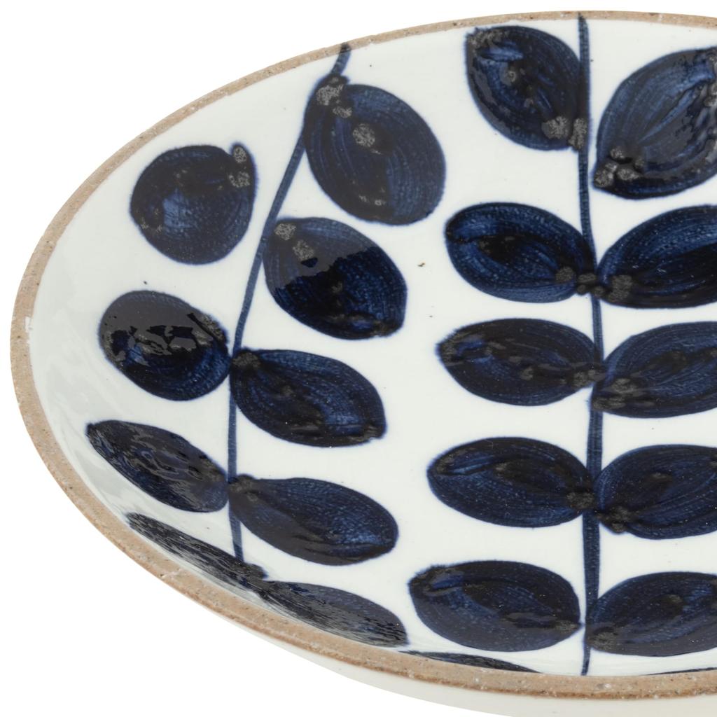 TOKI1919 Mino-Keramik Mino-Teller mit tiefem Teller für ein Menü mit blauem Gras 22 x 4 cm Ideal für Japan und Ryokan Weiß und Marineblau Hergestelltes Produkt