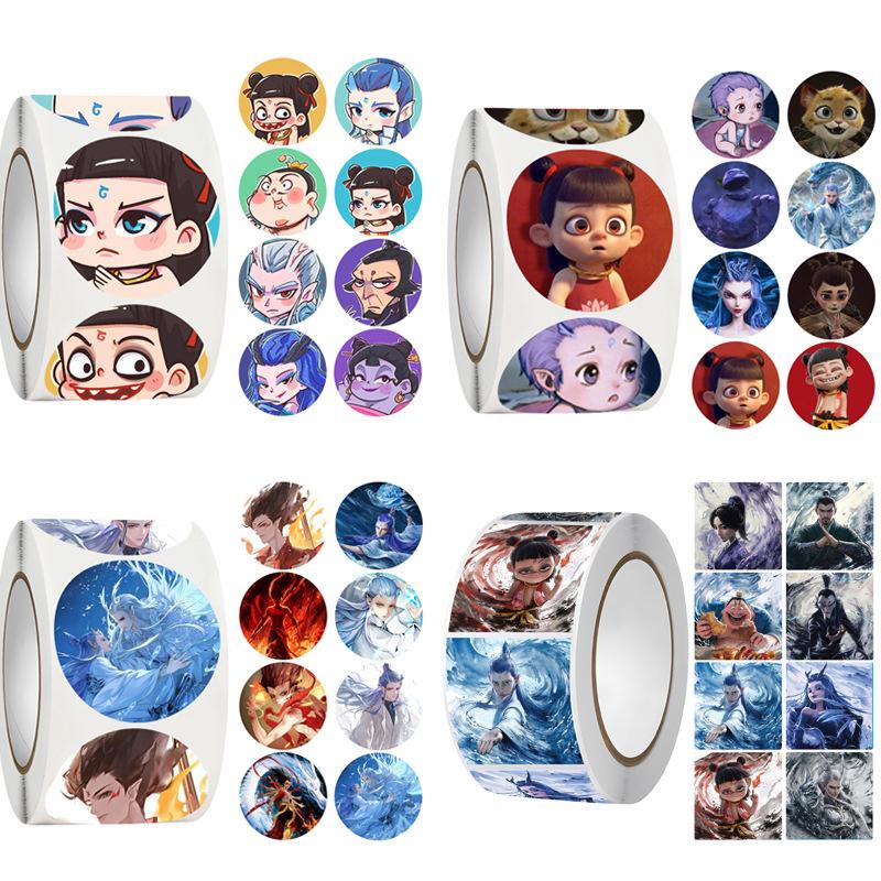 500Pcs Anime Movie Nezha Stickers Diy Scrapbook Phone Reward Seal Label Wall Sticker Kid Toy