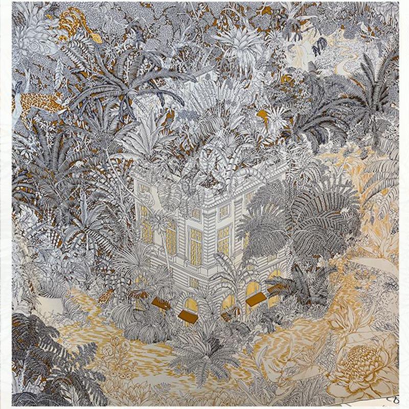 Elegant Fubao Rainforest! 14 Mmi Twill Silk Scarf Women'S Light Luxury Fashionable Mulberry Silk Scarf Large Square Scarf