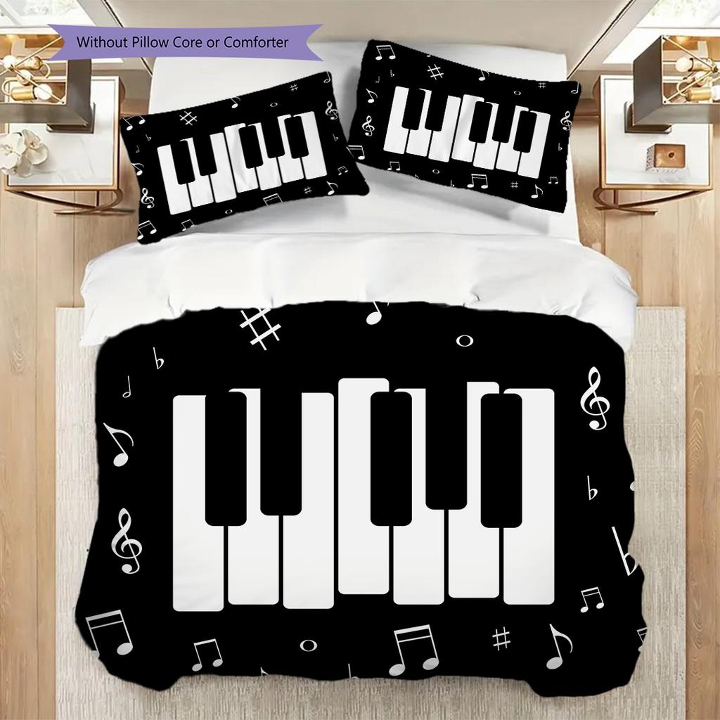 1PC Music, guitar Theme Bedding Quilt Set Quilt Cover Pillowcase Home Decoration Birthday Gift (1 * duvet cover + 9 * pillowcase, without core)