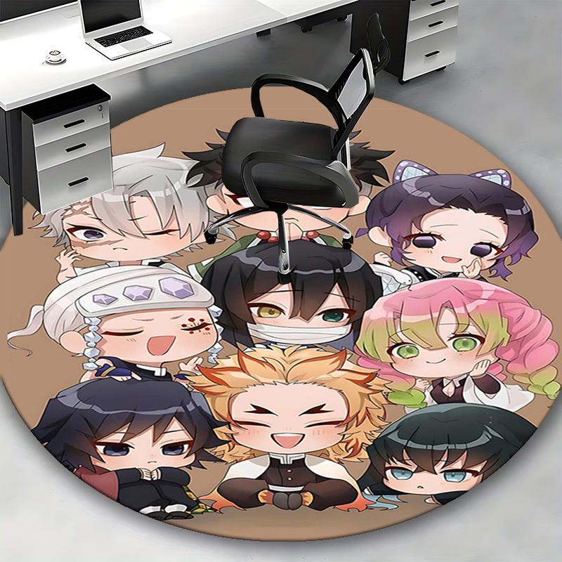 1pc Anime Character Round Carpet - Office Chair Mat, Non-Slip Rug for Home Decor, Seasonal Gift, Suitable for Office, Living Room