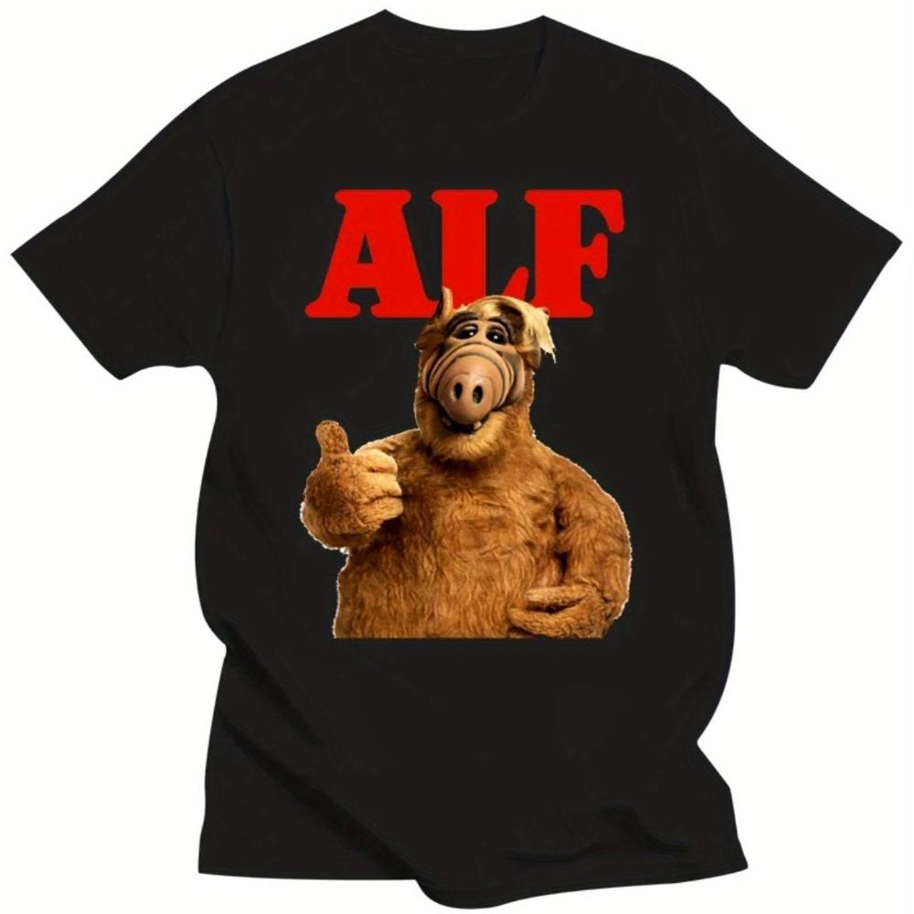 

Men s T-Shirt Cotton Alf Tv Show Retro T Shirt Tee Gift Tasty Cat Ufo Comedy Series Alien New From Us Clothing Short Sleeve S разноцветный