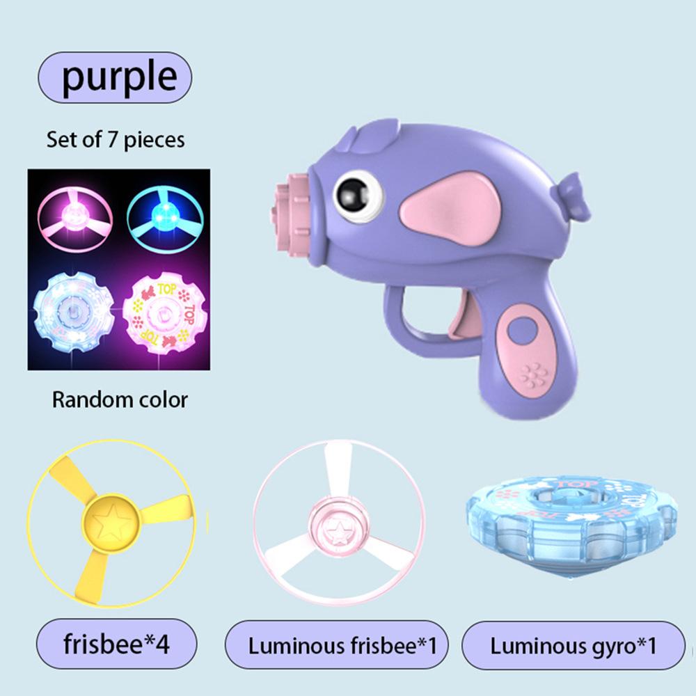 Children Saucer Launcher Pistol Outdoor Spinning Top Toys Flying Disc Bamboo Dragonfly Ejection Luminous Gyroscope Gun