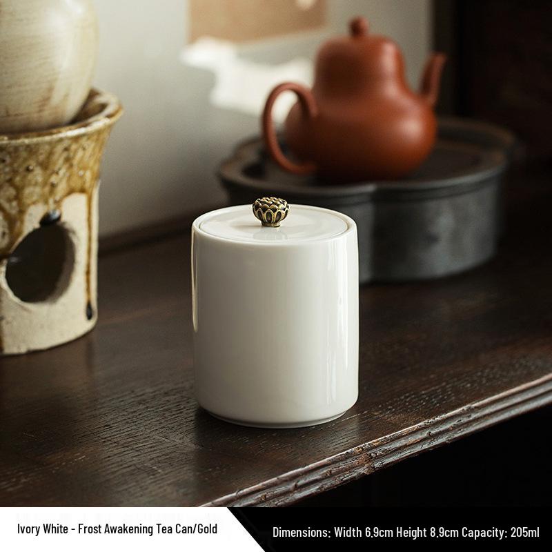 High-End White Porcelain Tea Storage Canister - Exquisite, Sealed, Portable Small Container