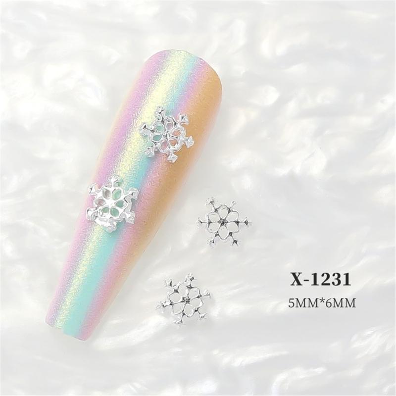 Create Beautiful Nail Designs with 10pcs Shimmering Snowflake Nail Charms Nail Decorations