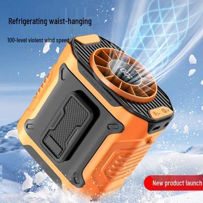 Portable Neck and Waist-Hanging Fan with Long-Lasting Charge for Summer Cooling and Camping.
