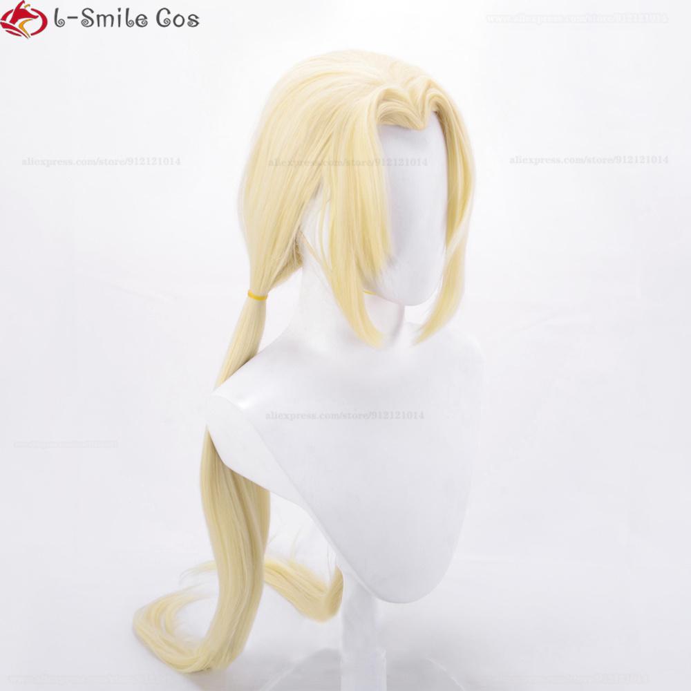 Anime Tsunade Cosplay Wig 100cm Long Yellow Tsunade Wigs Heat Resistant Synthetic Hair Party Cosplay Costume Wigs + Wig Cap