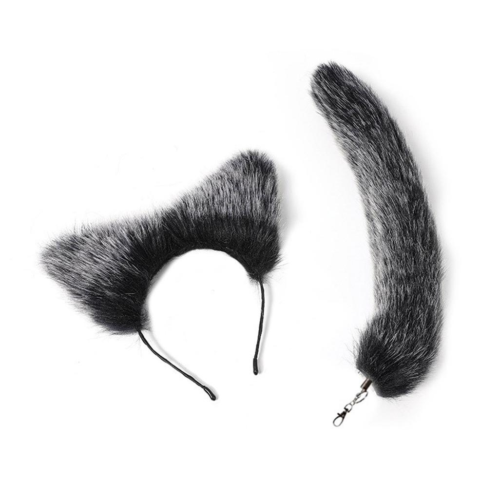 Stylish Fox Tail Pendant Keychain Adornment Dainty Cat Ear Hairband Portable Car Charm for Bag Backpack Decoration