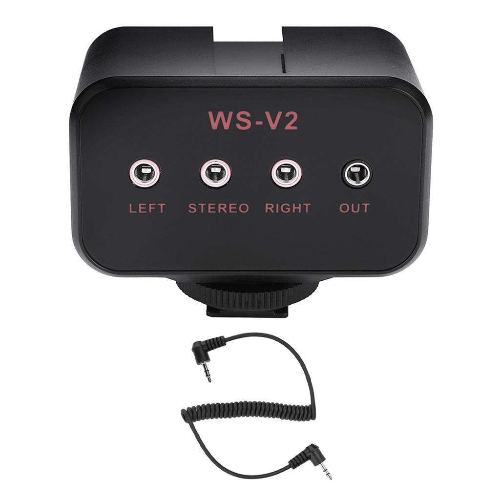 WS V2 2 Channel Universal Microphone Audio Adapter Mixer with 3.5mm Inputs for DSLR Cameras